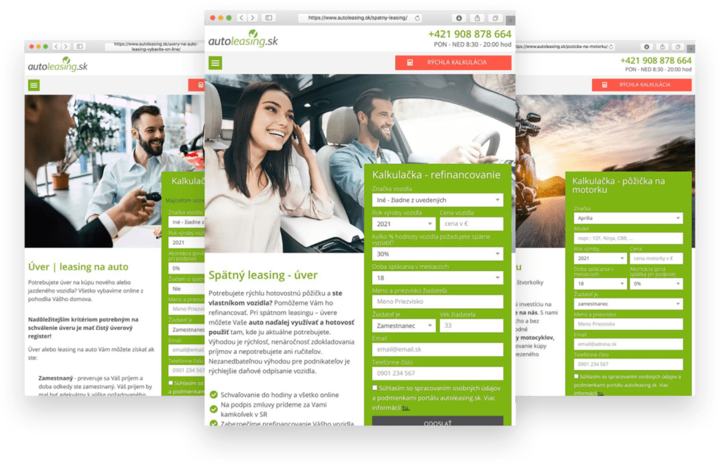 Autoleasing - Online marketing a tvorba webov - AJAS.sk